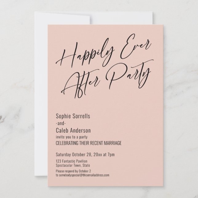 Invitación Fiesta Felices para Siempre Moderno Elegante Rosa  (Anverso)