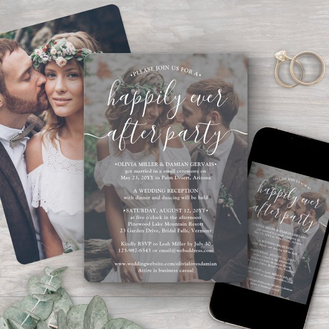 Invitación Fiesta Felices Para Siempre Texto Blanco Foto Boda (Subido por el creador)
