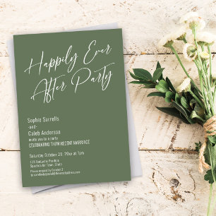 Invitación Fiesta Felices para Siempre Verde Oliva Moderno