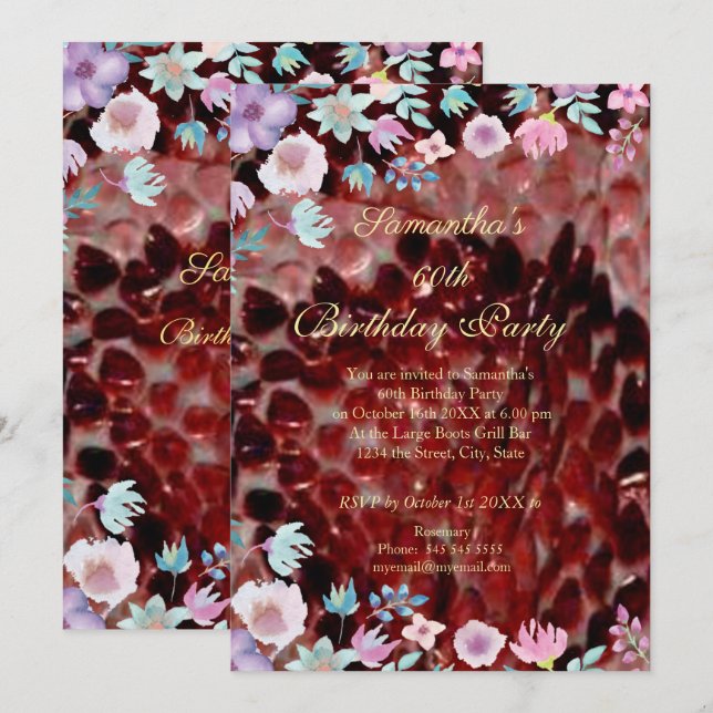 Invitación Fiesta Feliz 60° cumpleaños (Anverso / Reverso)