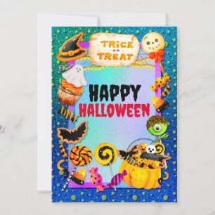 Invitación Fiesta feliz de Halloween llena de truco o trato