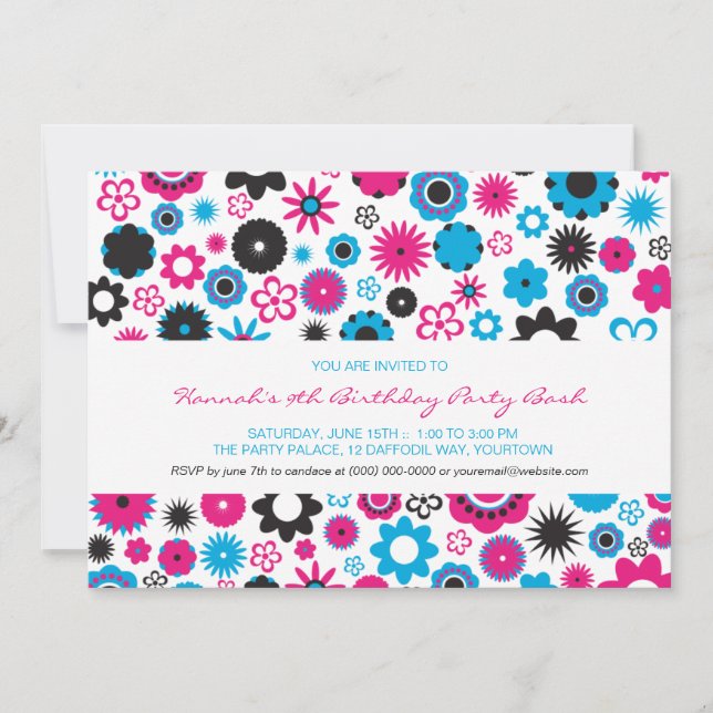 Invitación Fiesta feliz de la flor (Anverso)