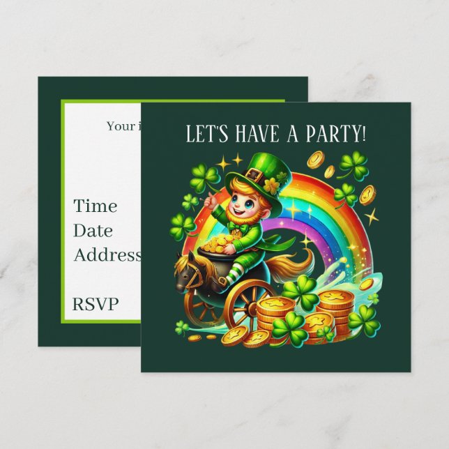 Invitación Fiesta feliz día de San Patricio  (Anverso / Reverso)
