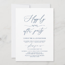 Invitación Fiesta Feliz Para Siempre, Azul Marino, Elopement