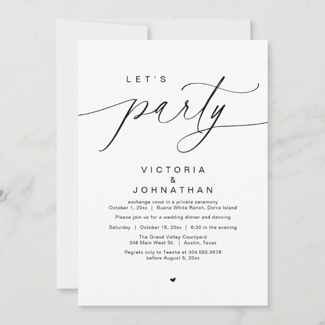 Invitación Fiesta Feliz para siempre después de la cena Boda (Anverso)
