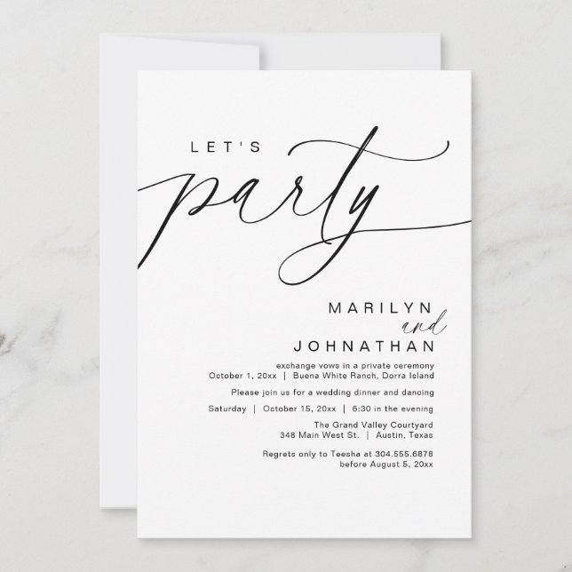 Invitación Fiesta Feliz para siempre después de la cena Boda (Anverso)