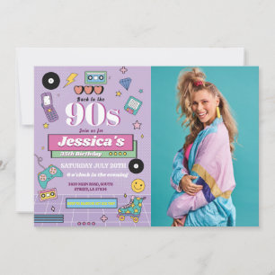 Invitación Fiesta femenina de fotografía de cumpleaños 90 ret