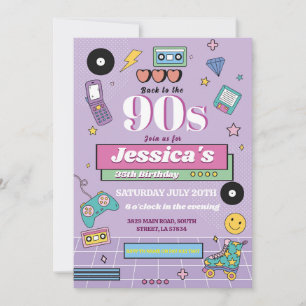 Invitación Fiesta femenina de los años 90 del retro