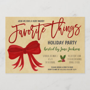 Invitación Fiesta feriada de cosas favoritas