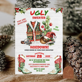 Invitación Fiesta feriada de los Navidades de vaqueros de Be