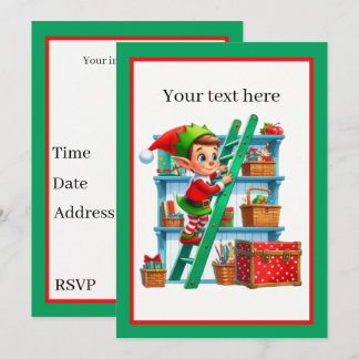 Invitación fiesta festiva de elfos de Navidad