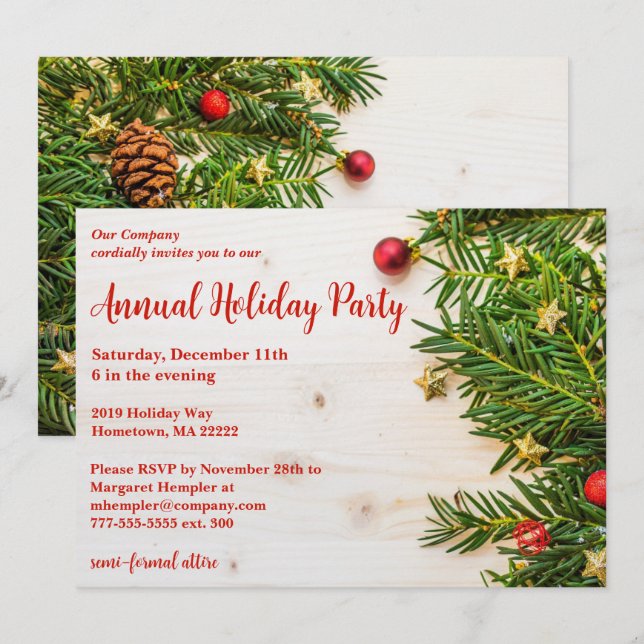 Invitación Fiesta festiva de empresa (Anverso / Reverso)