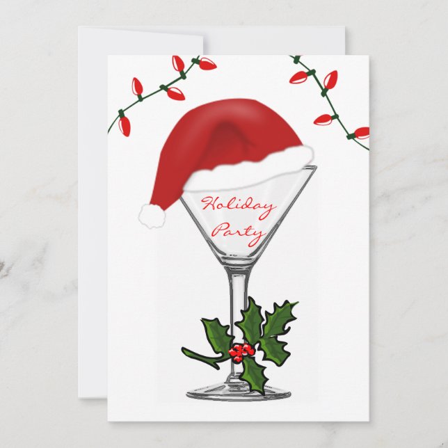 Invitación Fiesta festiva de Navidades modernos Martini (Anverso)