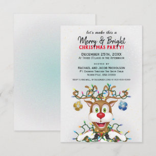 Invitación Fiesta festiva de renos para Navidades divertidos