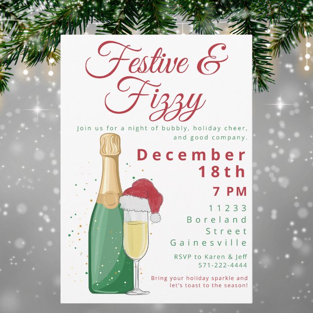 Invitación Fiesta festiva festiva y festiva Champagne Santa H (Subido por el creador)