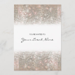 Invitación Fiesta festivo Sparkly Silver Faux Sequins