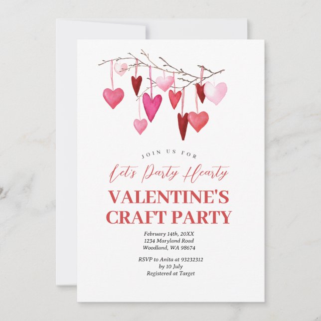 Invitación Fiesta Fiesta de arte de San Valentín (Anverso)