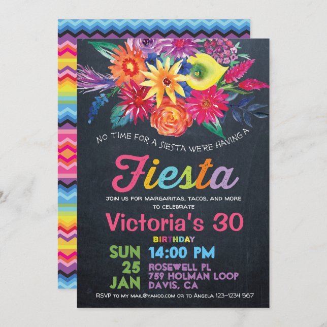 Invitación Fiesta fiesta de cumpleaños (Anverso / Reverso)