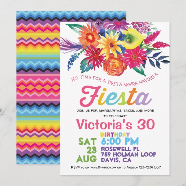 Invitación Fiesta fiesta de cumpleaños (Anverso / Reverso)