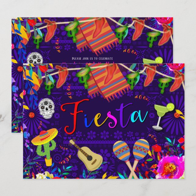 Invitación Fiesta fiesta de cumpleaños Cinco De Mayo (Anverso / Reverso)