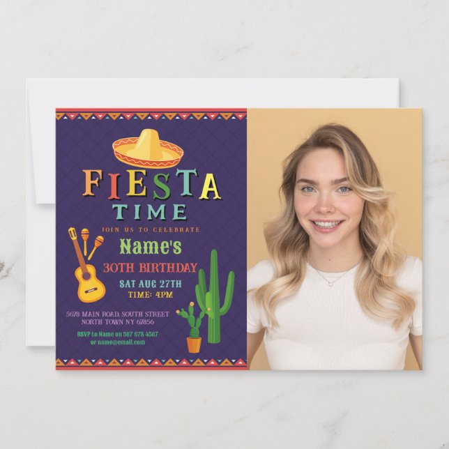 Invitación Fiesta fiesta de cumpleaños invita al Gorra mexica (Anverso)