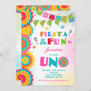 Invitación Fiesta Fiesta Fiesta Fun Turning Uno
