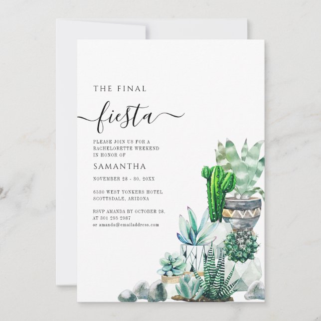 Invitación Fiesta Final Boho Scottsdale Despedida de Soltera (Anverso)