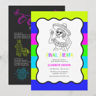 Invitación Fiesta Final de Neon Eléctrico Fin de Semana de De