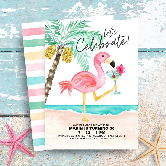 Invitación Fiesta Flamingo Beach | Cumpleaños tropical (Subido por el creador)