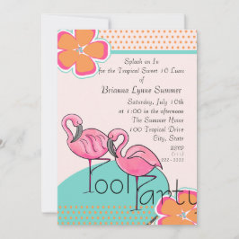 Invitación Fiesta Flamingo Luau Tropical