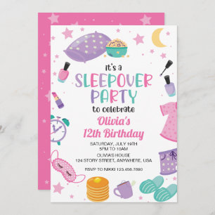 Invitación Fiesta flojo  rosado morado entre