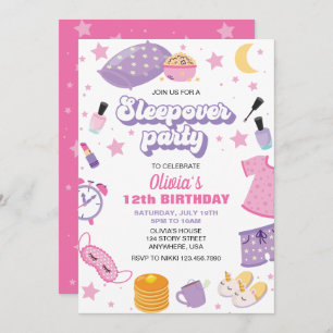 Invitación Fiesta flojo  rosado morado entre