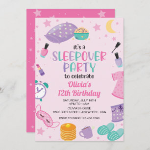 Invitación Fiesta flojo  rosado morado entre