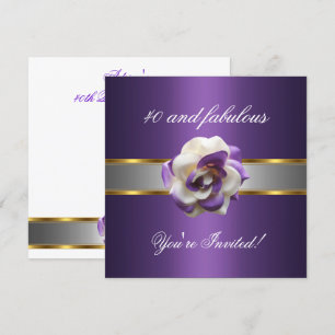 Invitación Fiesta Flor Púrpura Blanca Fabulosa 40