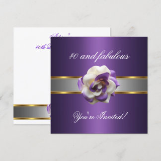Invitación Fiesta Flor Púrpura Blanca Fabulosa 40