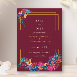 Invitación Fiesta flor salva la fecha Boda de Borgoña