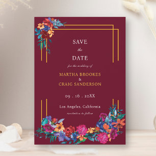 Invitación Fiesta flor salva la fecha Boda de Borgoña