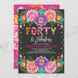 Invitación Fiesta Floral 40 Aniversario de la Fabulosa Mujer<br><div class="desc">Fiesta 40th Birthday Invitation Presenta una vibrante decoración de acuarela de inspiración mexicana y un colorido confetti</div>