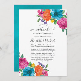 Invitación Fiesta floral acuarela Boda virtual en línea