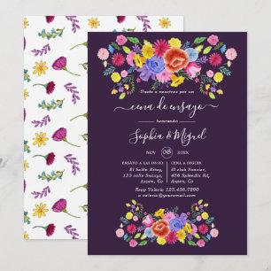 Invitación Fiesta Floral Acuarela Festiva Cena de Ensayo de B