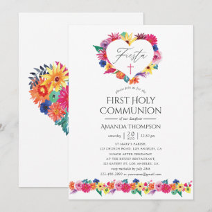 Invitación Fiesta floral acuarela Primera Comunión