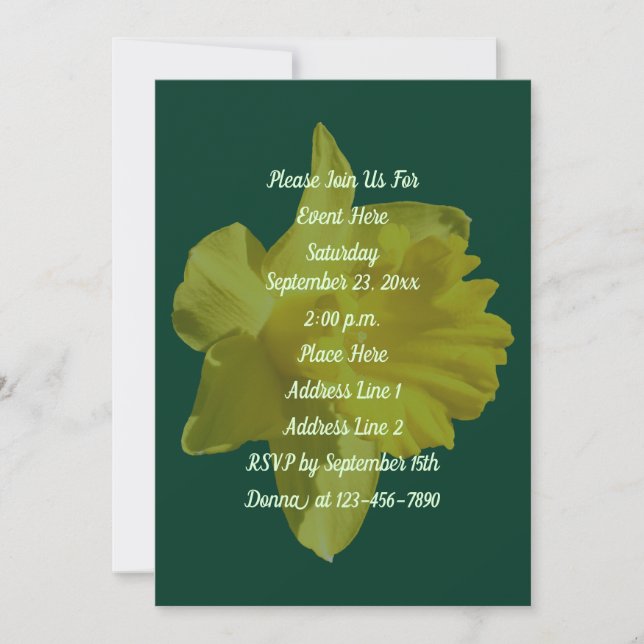 Invitación Fiesta floral amarillo Daffodil (Anverso)