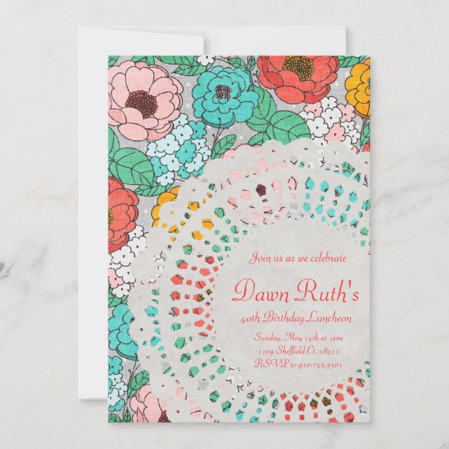 Invitación Fiesta floral Bridal Luncheon garden invitan a tod (Anverso)