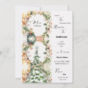 Invitación Fiesta Floral Clásico del Árbol de Navidad Merry