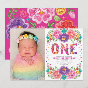 Invitación Fiesta floral cuta Nacho Promedio Primer Cumpleaño