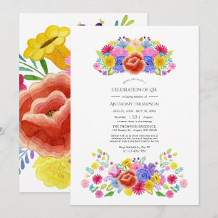 Invitación Fiesta floral de acuarela Celebración de la vida F