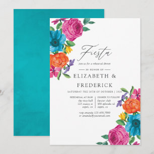 Invitación Fiesta floral de acuarela Cena de ensayo de boda