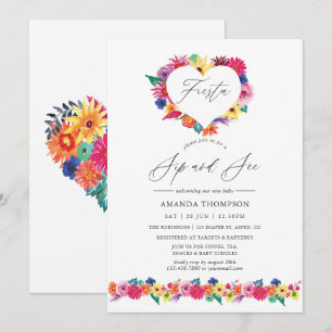Invitación Fiesta floral de acuarela, sorbo y vista