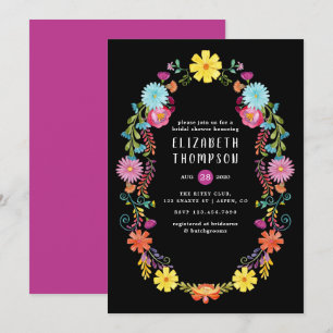Invitación Fiesta floral de boda con acuarelas coloridas