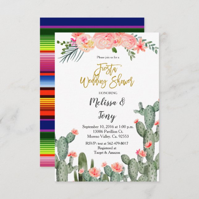 Invitación Fiesta floral de boda de shower de suculentas (Anverso / Reverso)